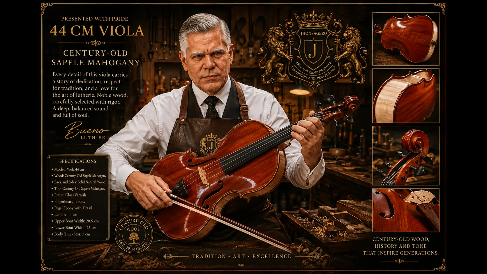 44 cm viola — inspection and presentation